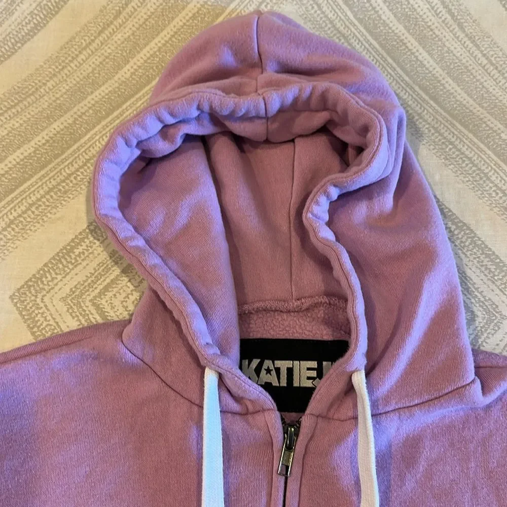 Katie J NYC Girls Light Purple Zip-Up Cropped Hoodie - Size XL